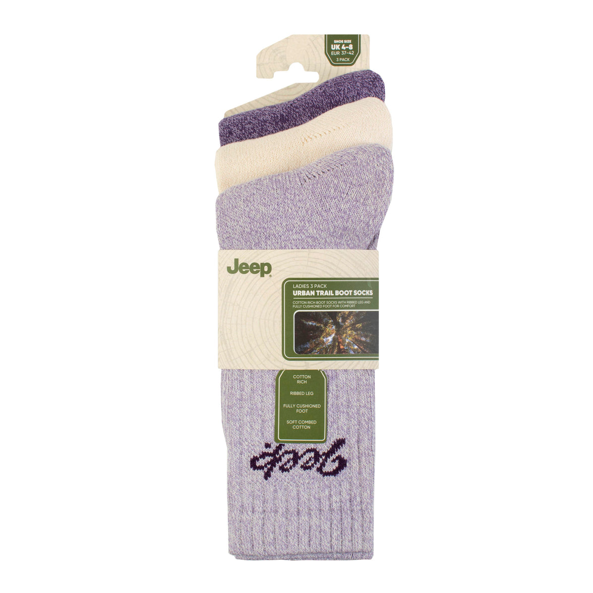 Women's 3 Pair Jeep Cotton Trail Boot Socks
