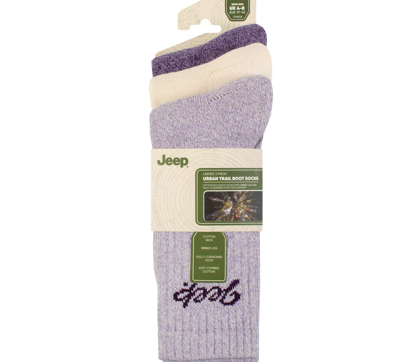 Women's 3 Pair Jeep Cotton Trail Boot Socks