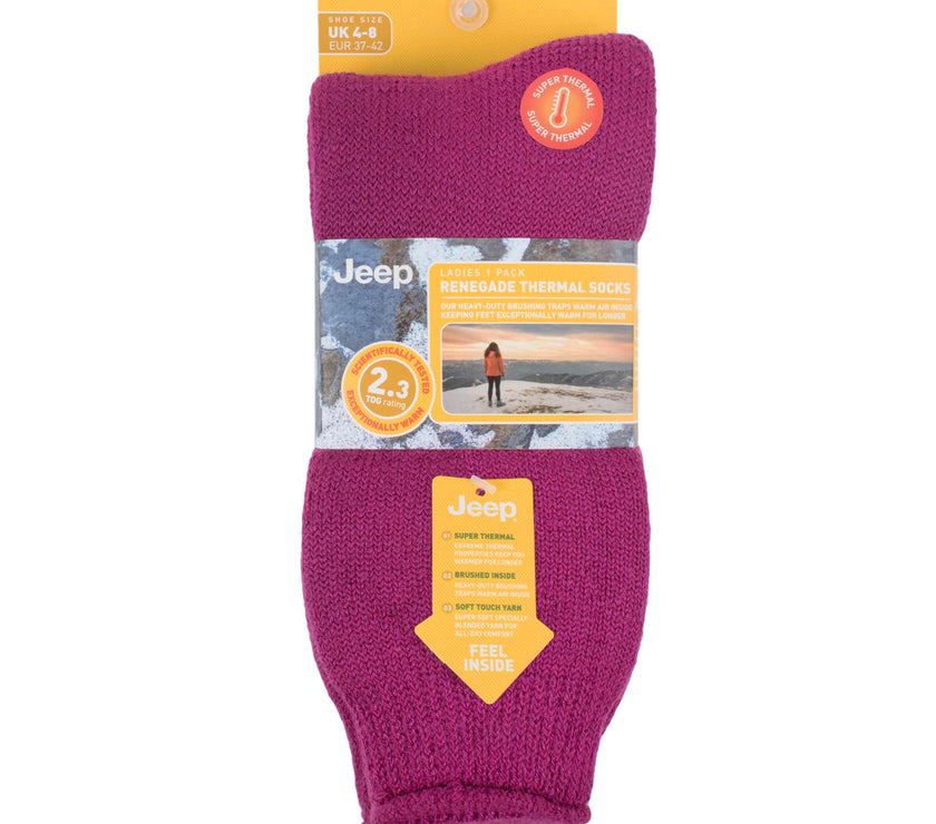 Women's 1 Pair Jeep Brushed Inside Super-Thermal Boot Socks