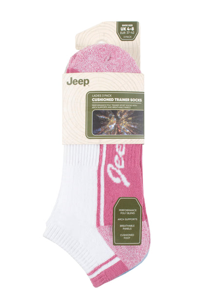 Women's 3 Pair Jeep Performance Cushioned Trainer Socks