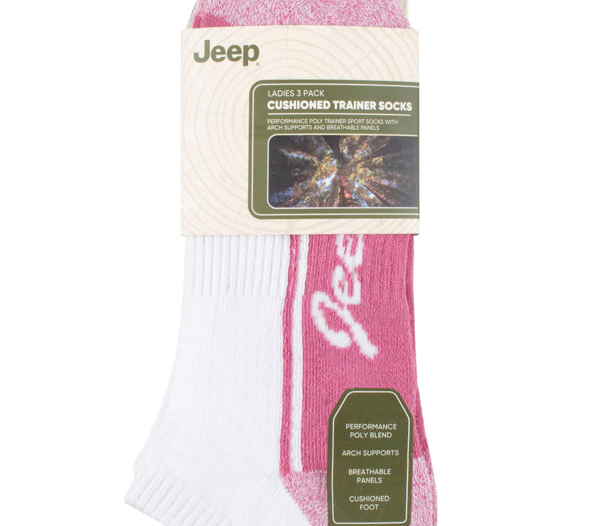 Women's 3 Pair Jeep Performance Cushioned Trainer Socks