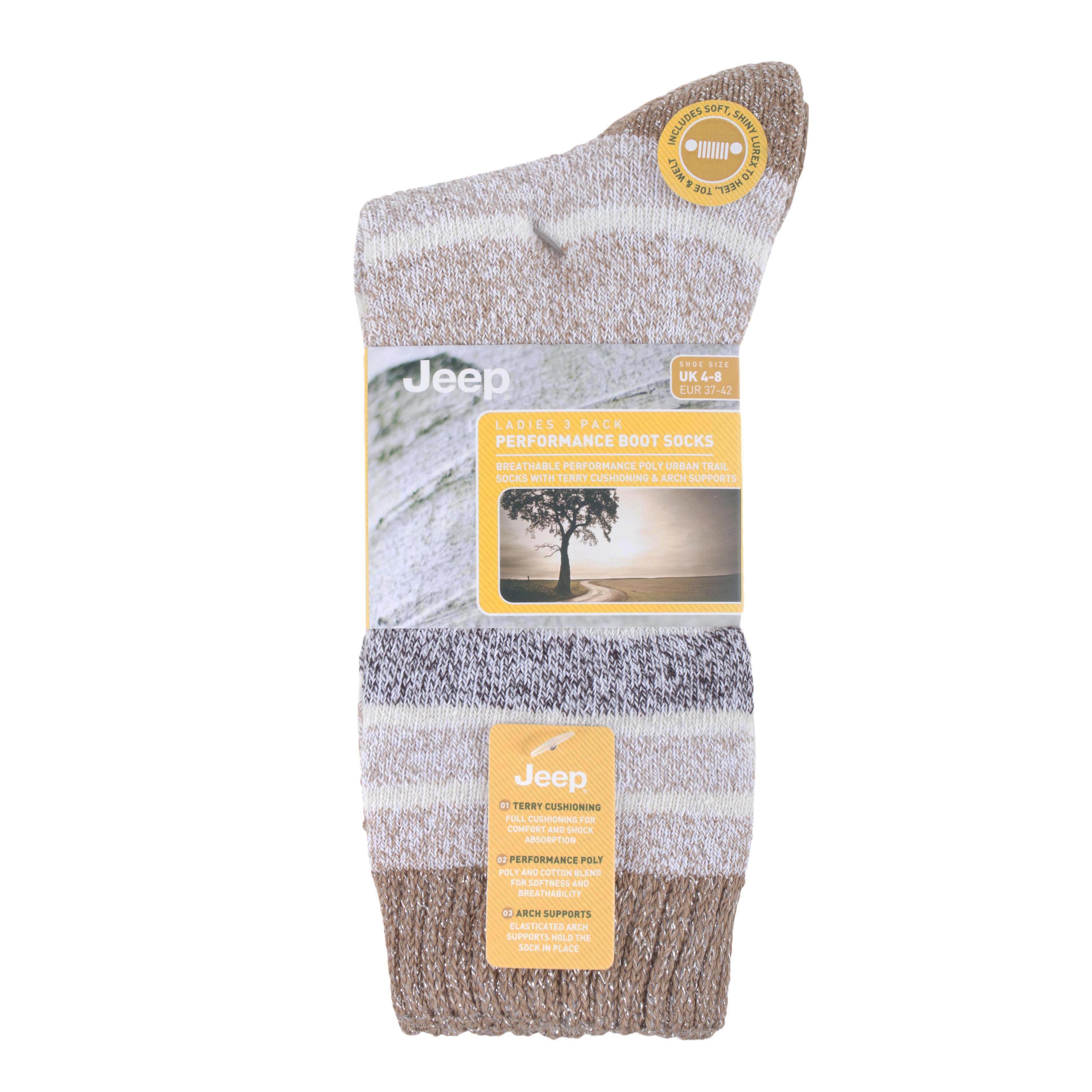 Women's 3 Pair Jeep Striped Performance Boot Socks