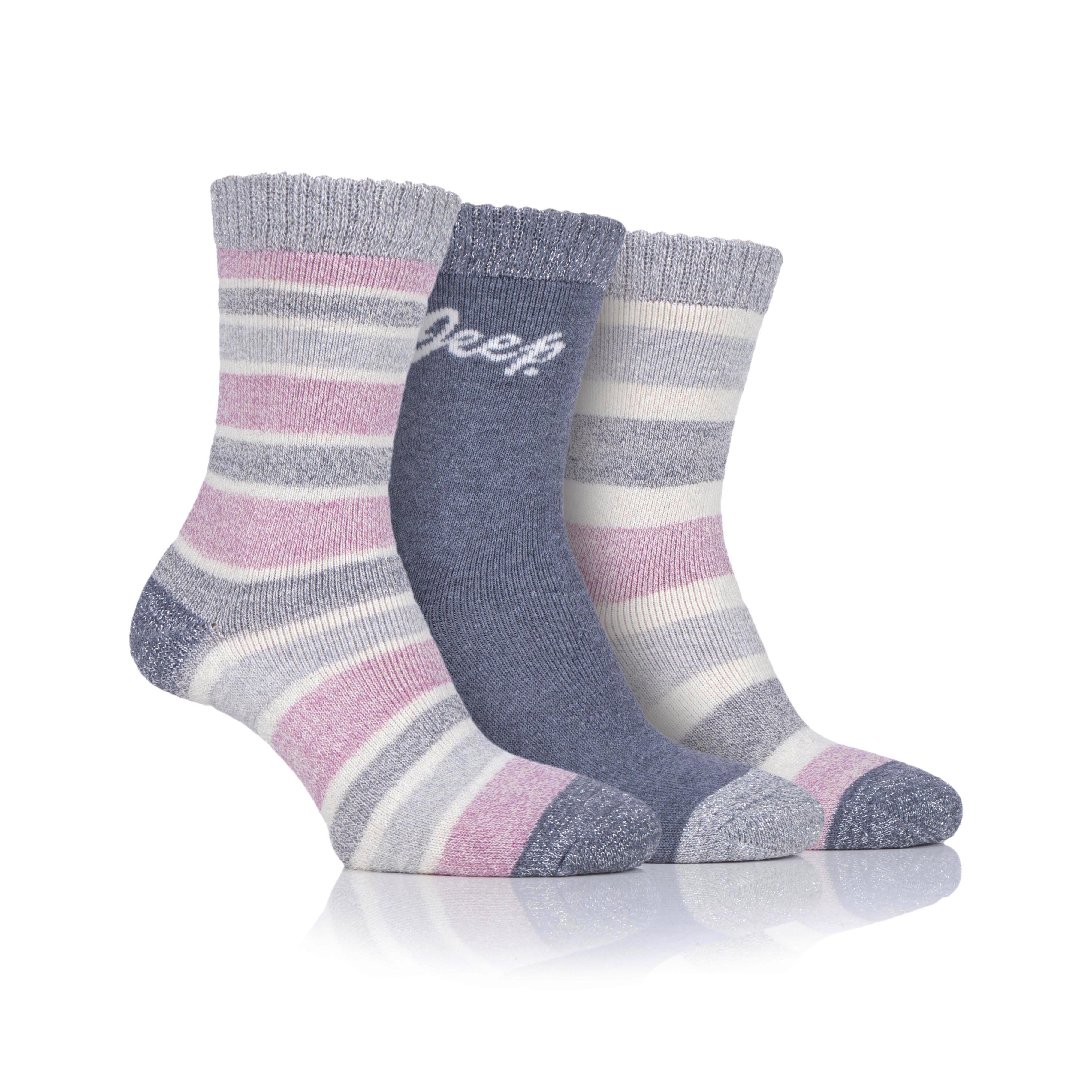 Women's 3 Pair Jeep Striped Performance Boot Socks