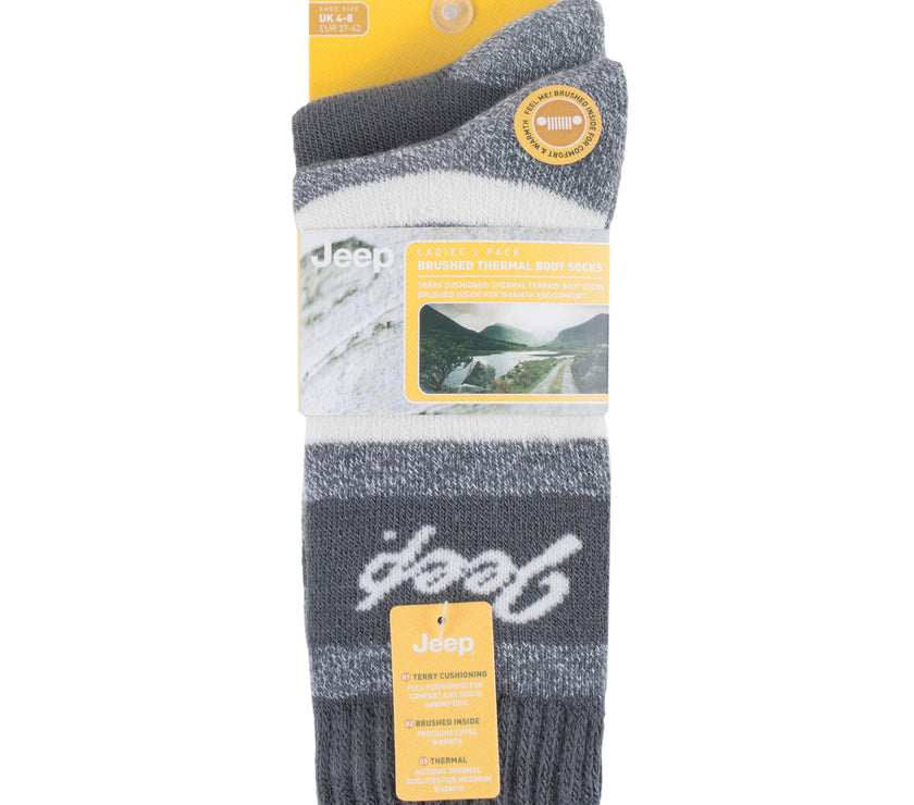 Women's 2 Pair Jeep Brushed Inside Thermal Boot Socks