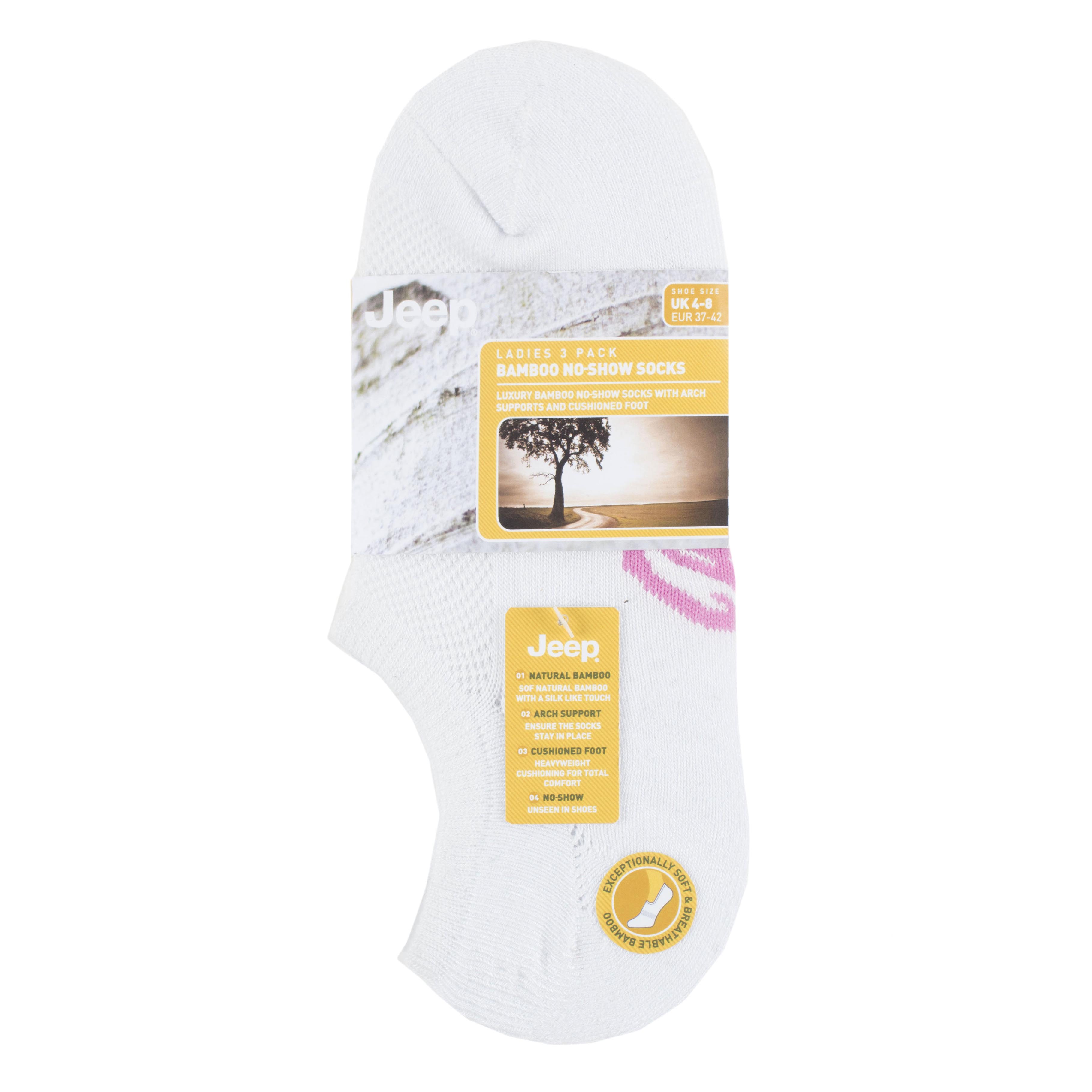 Women's 3 Pair Jeep Bamboo No Show Socks