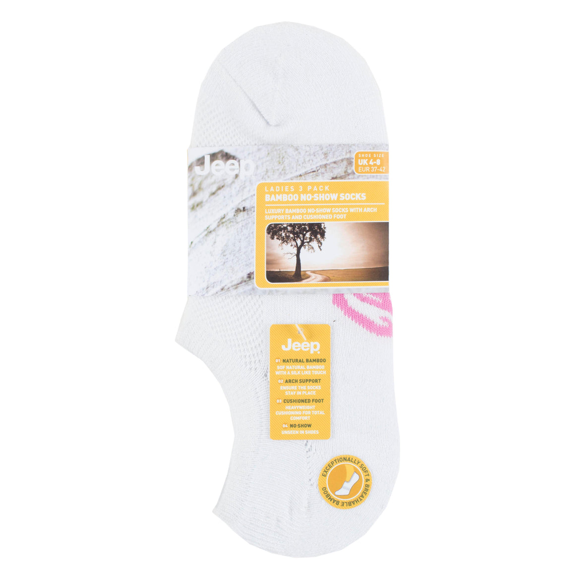 Women's 3 Pair Jeep Bamboo No Show Socks