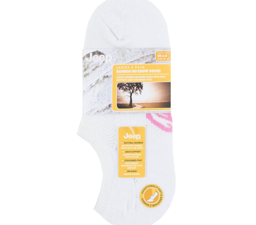 Women's 3 Pair Jeep Bamboo No Show Socks