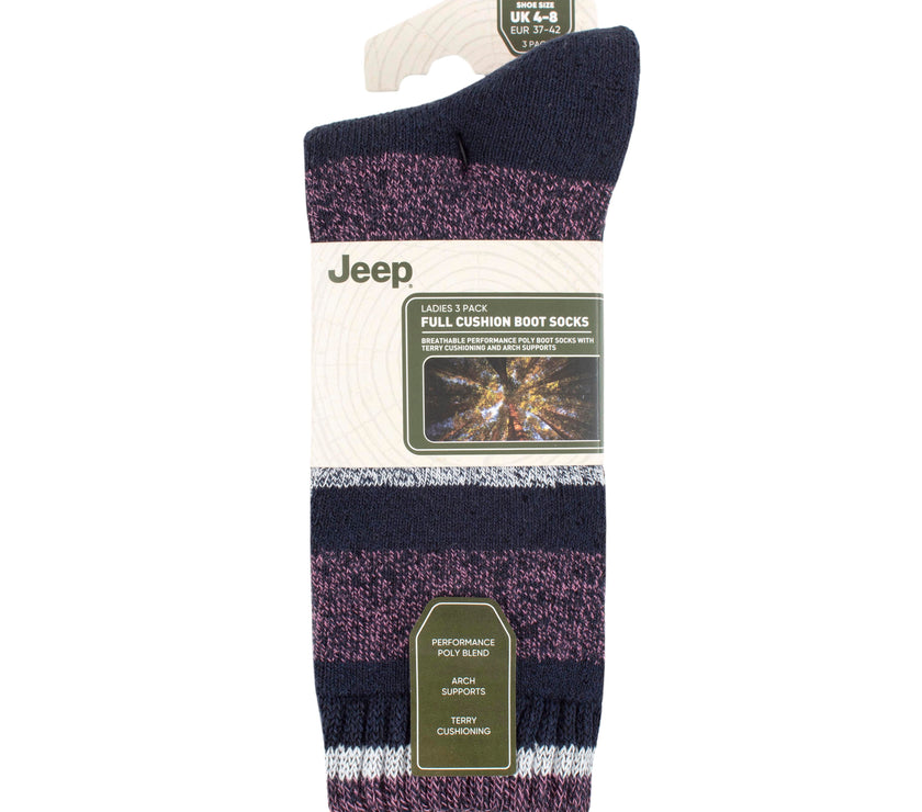Women's 3 Pair Jeep Performance Striped Boot Socks