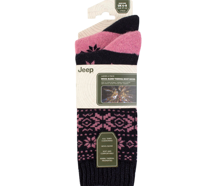 Women's 2 Pair Jeep Wool Blend Thermal Boot Socks