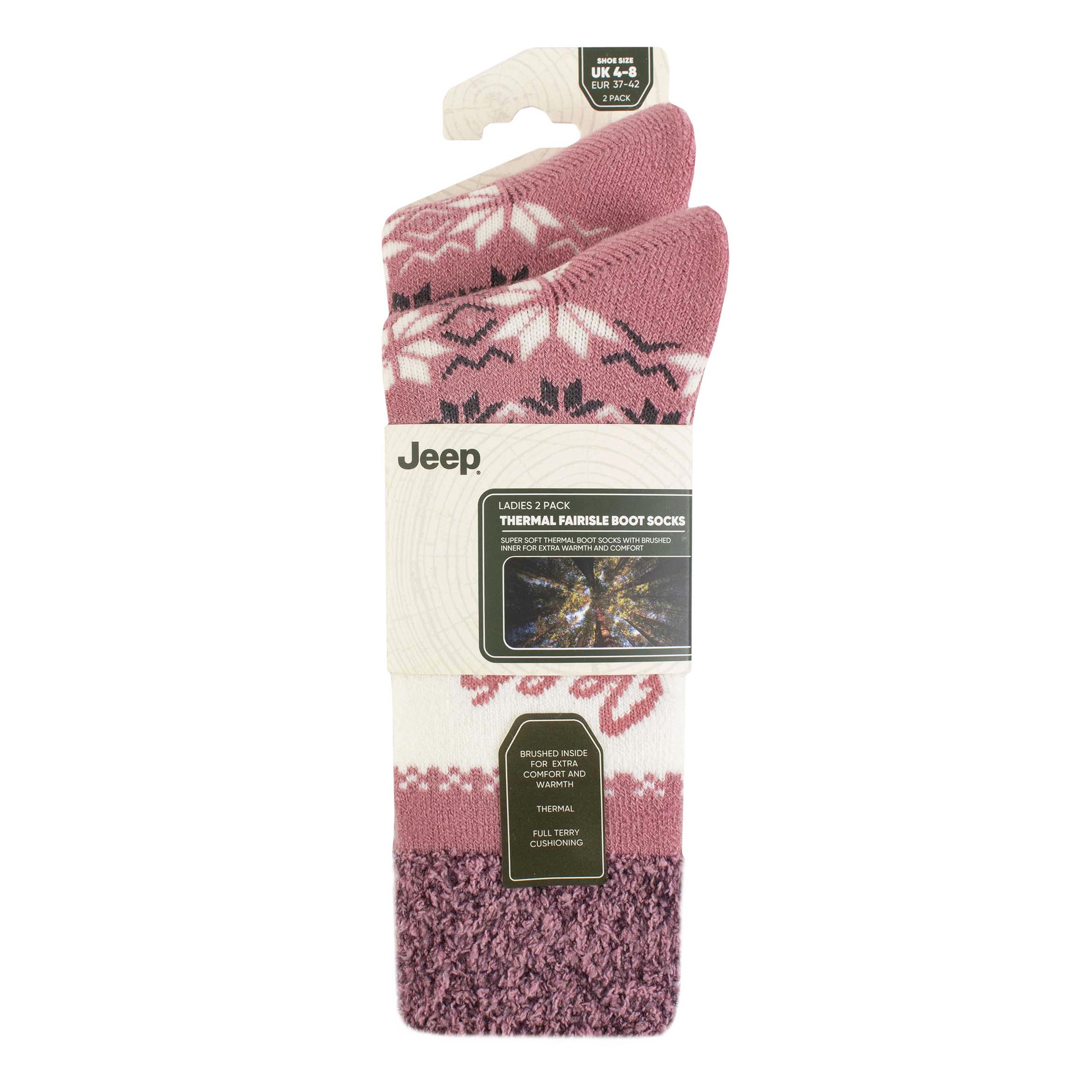 Women's 2 Pair Jeep Fairisle Thermal Performance Boot Socks