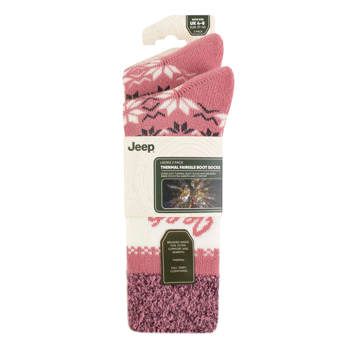 Women's 2 Pair Jeep Fairisle Thermal Performance Boot Socks