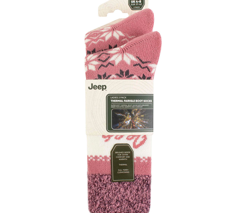 Women's 2 Pair Jeep Fairisle Thermal Performance Boot Socks
