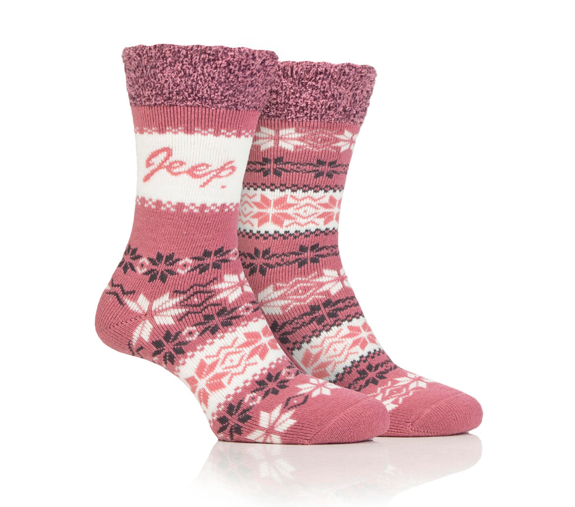 Women's 2 Pair Jeep Fairisle Thermal Performance Boot Socks