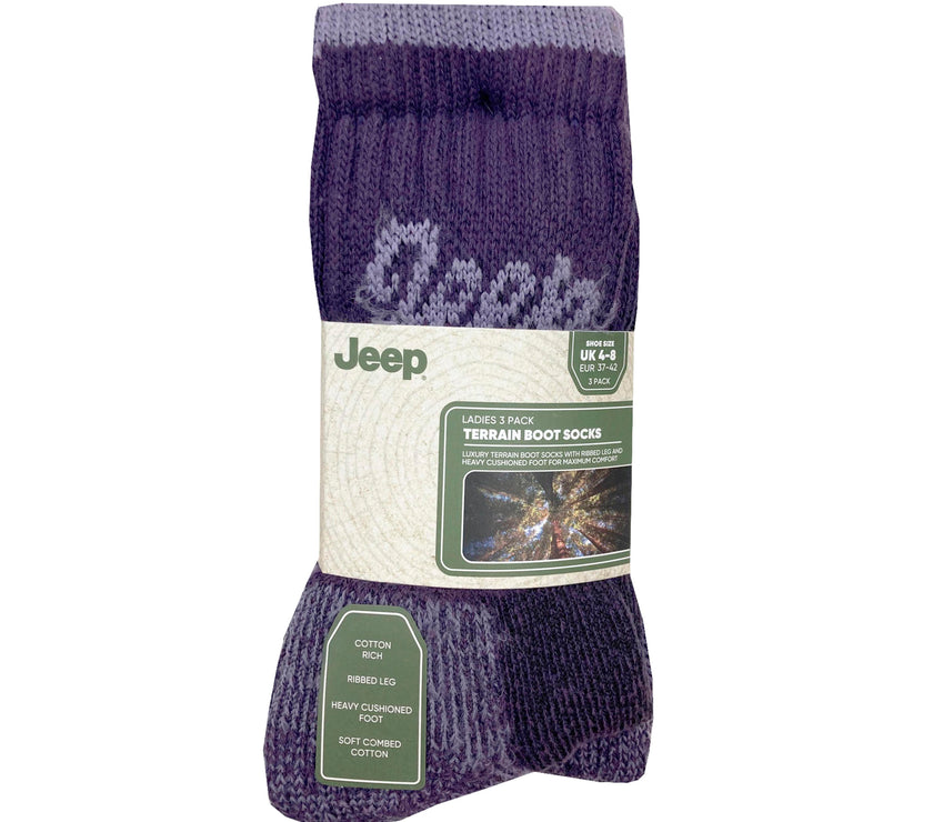 Women's 3 Pair Jeep Luxury Heavyweight Cotton Boot Socks