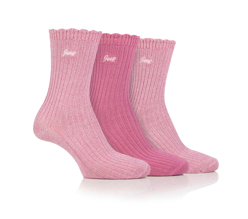 Women's 3 Pair Jeep Bamboo Scalloped Top Socks