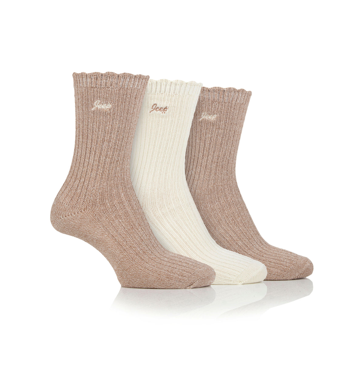 Women's 3 Pair Jeep Bamboo Scalloped Top Socks