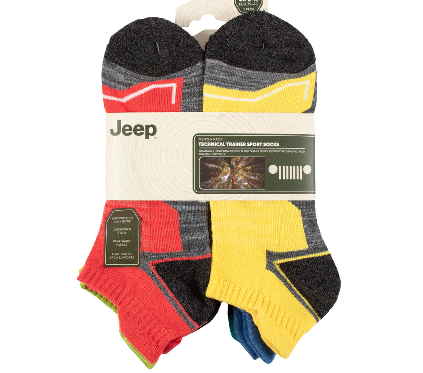 Men's 5 Pair Jeep Performance Technical Trainer Sport Socks
