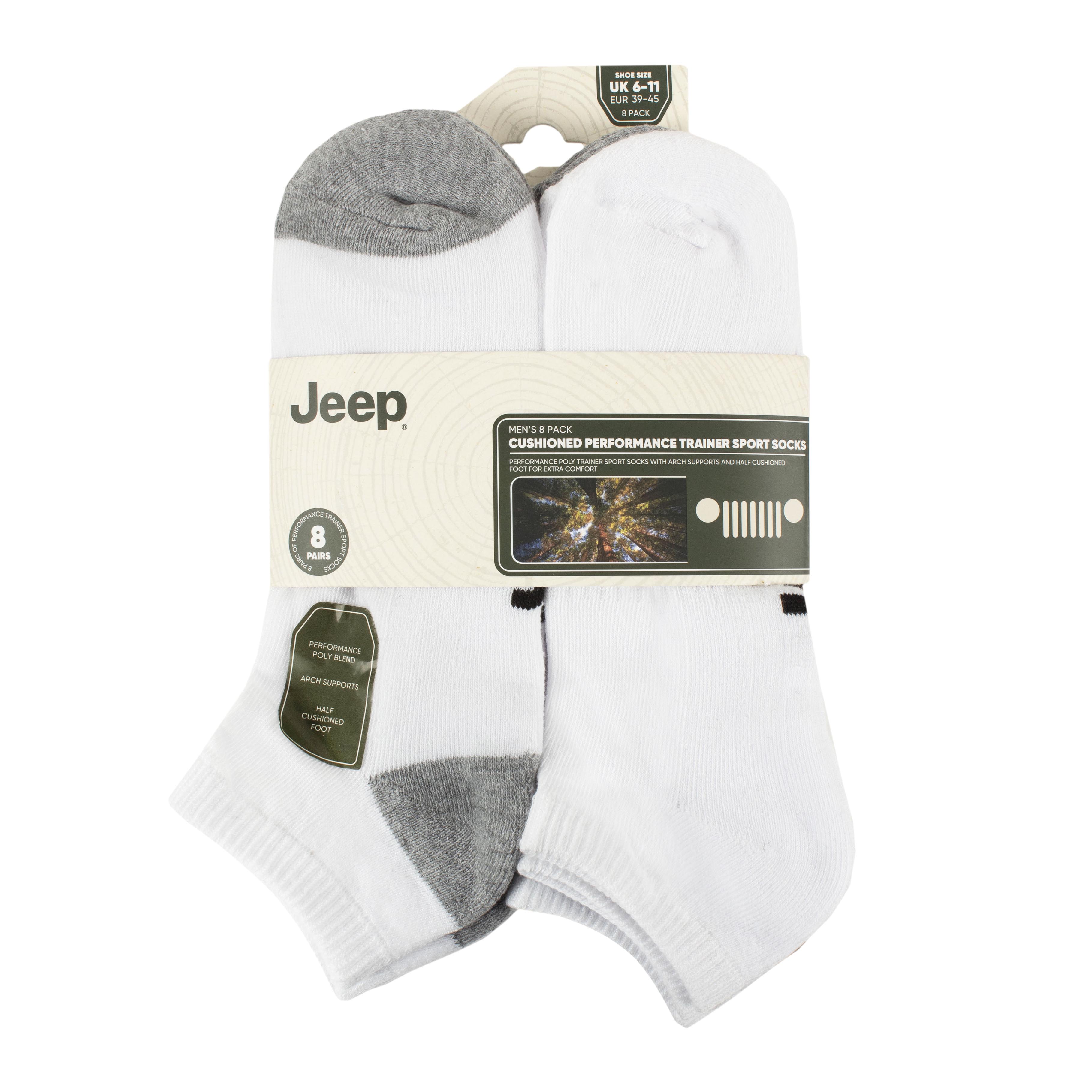 Men's 8 Pair Jeep Performance Sport Trainer Socks