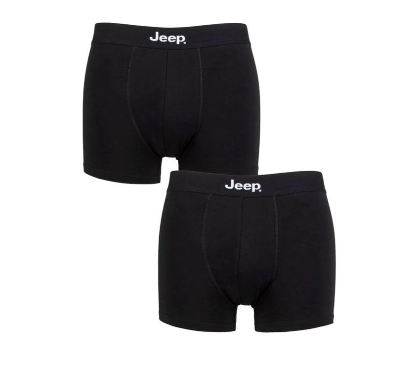 Men's 2 Pack Jeep Cotton Plain Fitted Trunks