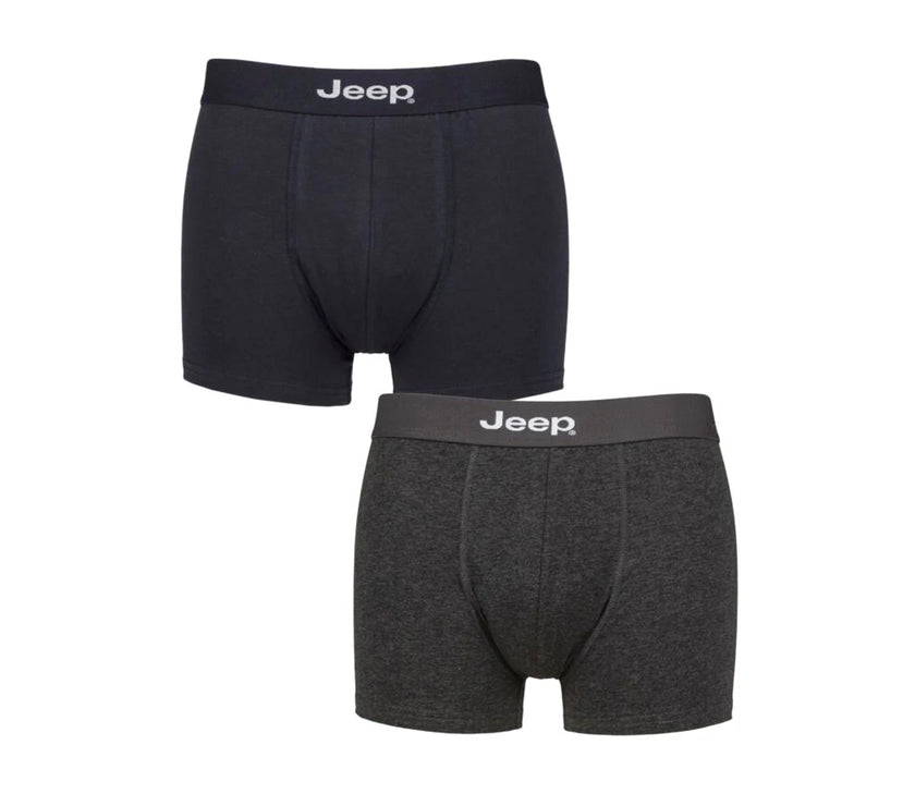 Men's 2 Pack Jeep Cotton Plain Fitted Trunks