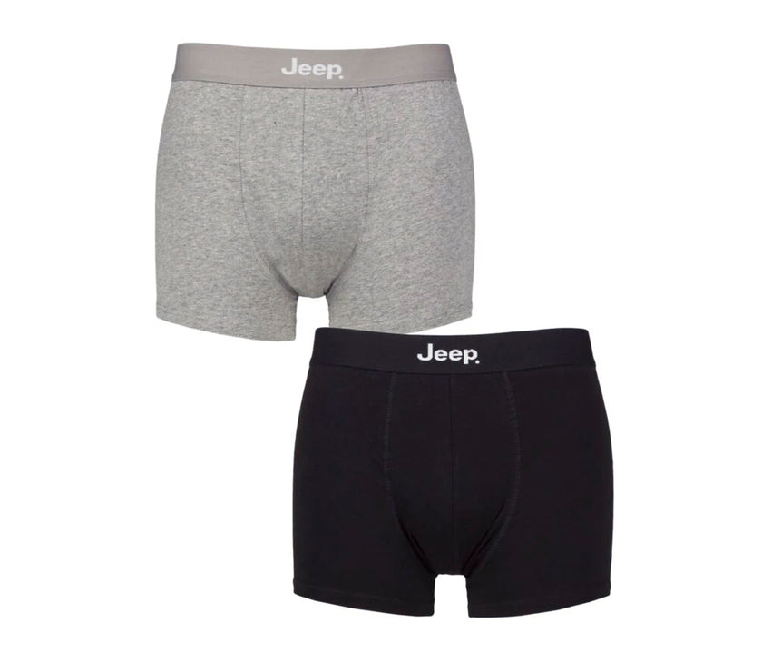 Men's 2 Pack Jeep Cotton Plain Fitted Trunks