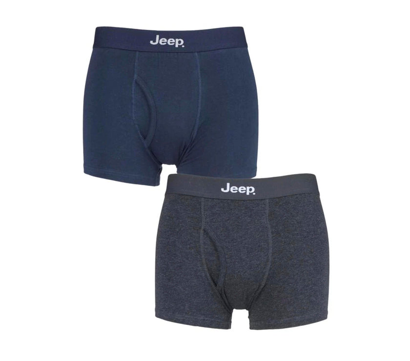 Men's 2 Pack Jeep Cotton Plain Fitted Keyhole Trunk