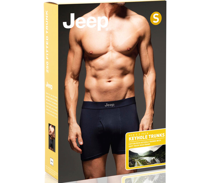 Men's 2 Pack Jeep Cotton Plain Fitted Keyhole Trunk