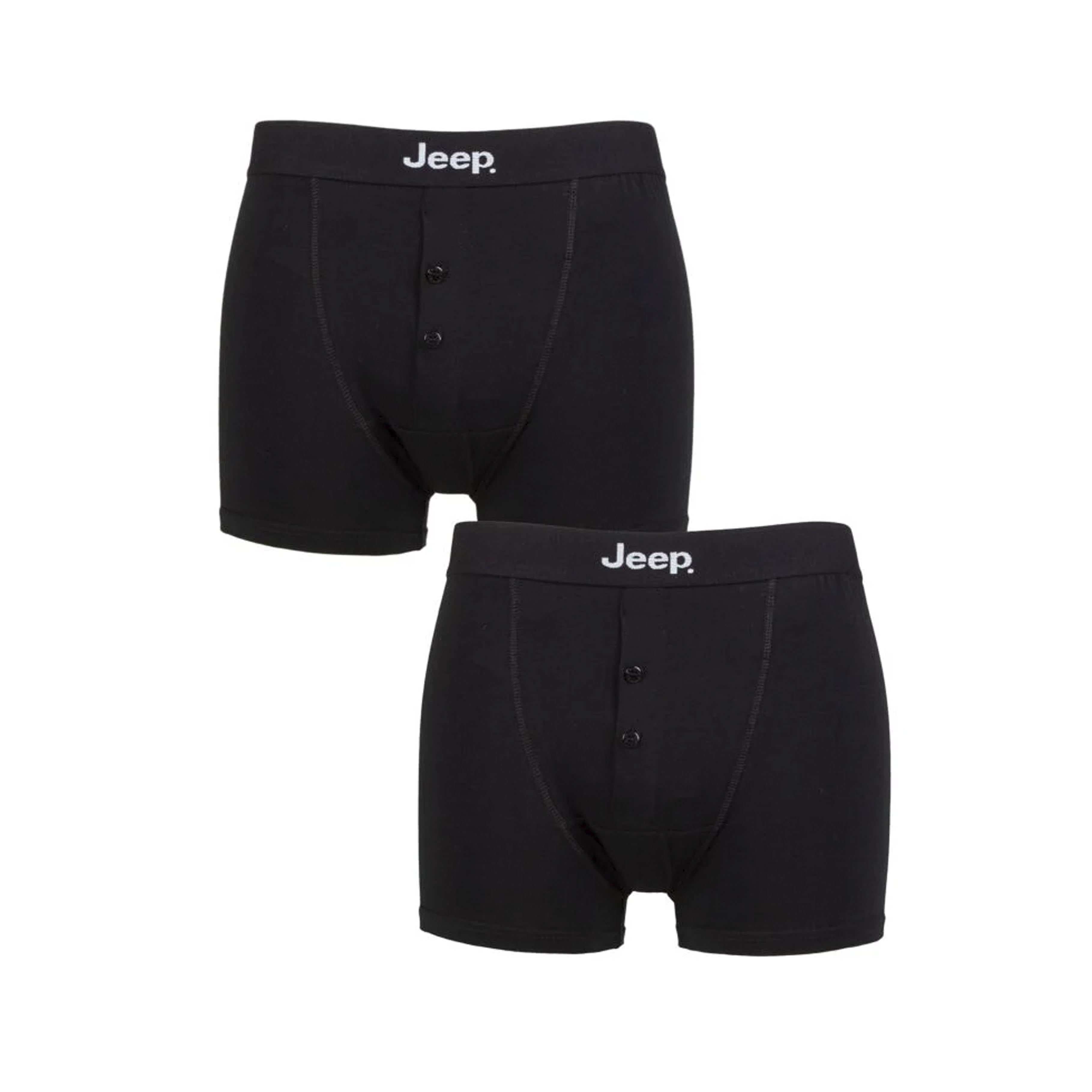 Men's 2 Pack Jeep Cotton Plain Button Front Boxer Shorts