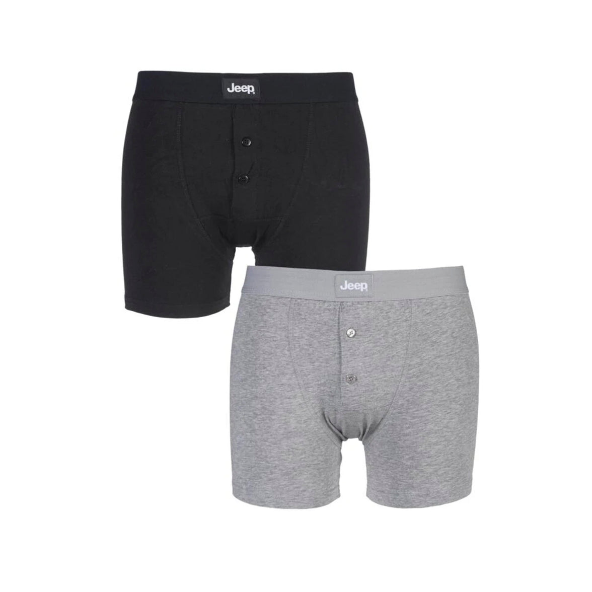 Men's 2 Pack Jeep Cotton Plain Button Front Boxer Shorts
