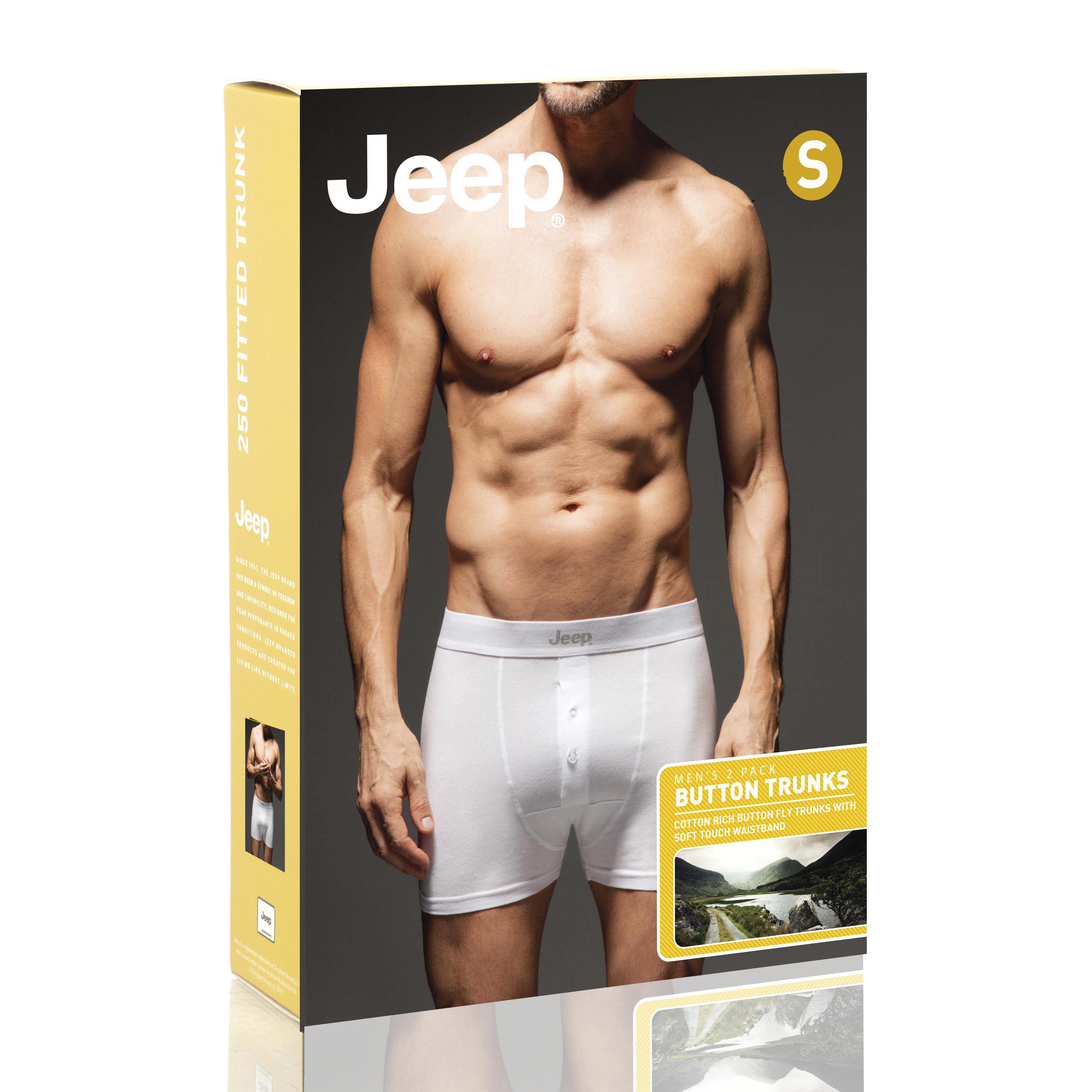 Men's 2 Pack Jeep Cotton Plain Button Front Boxer Shorts
