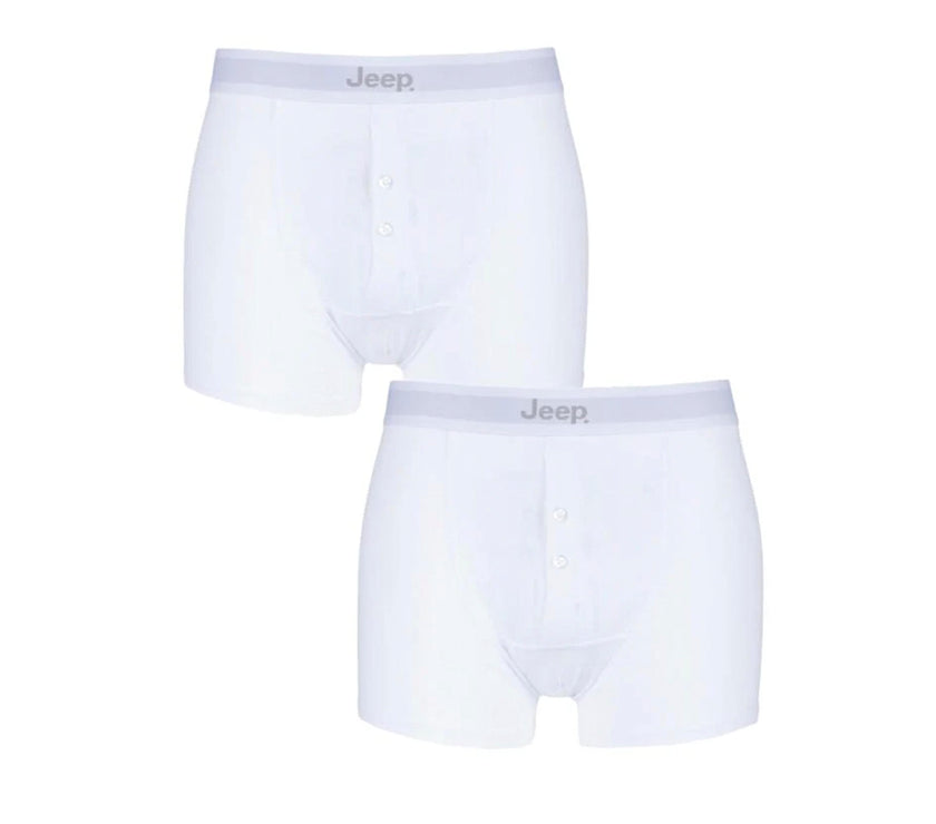 Men's 2 Pack Jeep Cotton Plain Button Front Boxer Shorts