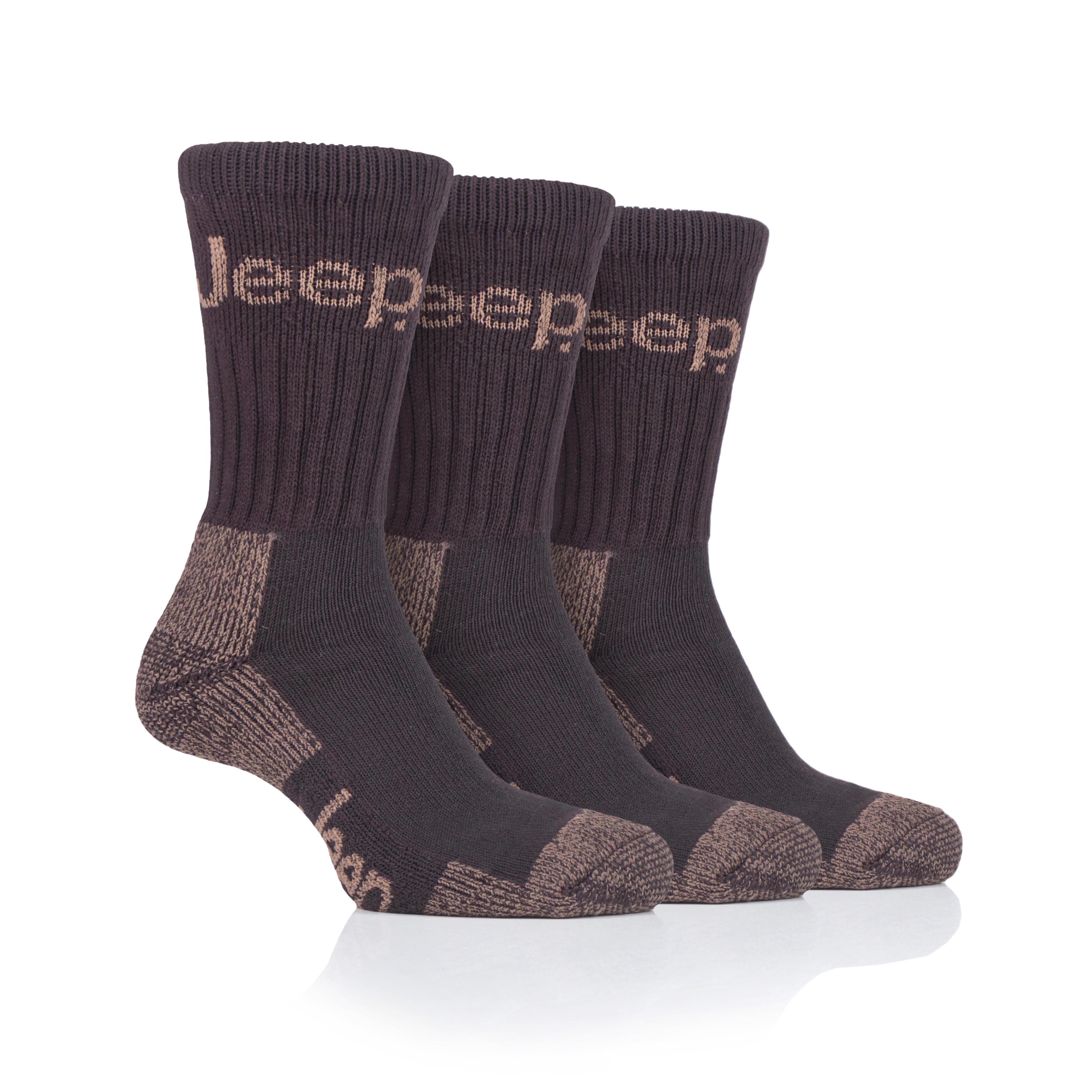 Mens 3 Pair Jeep Luxury Heavyweight Cotton Boot Socks