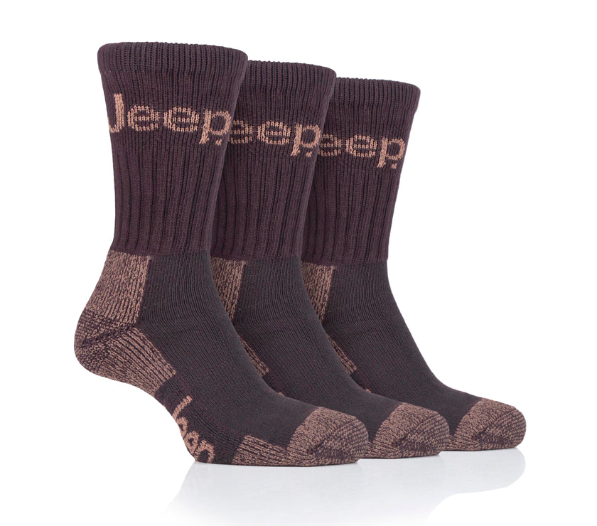 Mens 3 Pair Jeep Luxury Heavyweight Cotton Boot Socks