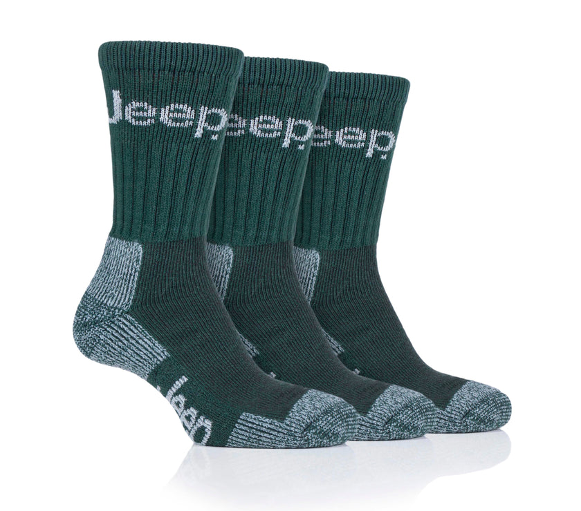 Mens 3 Pair Jeep Luxury Heavyweight Cotton Boot Socks
