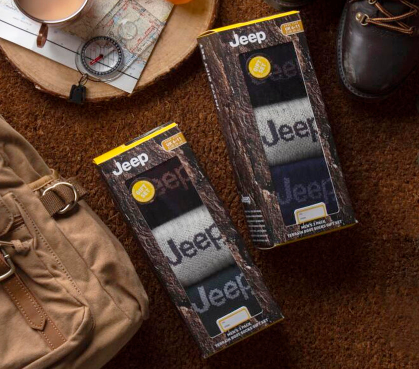 Men's 3 Pair Jeep Luxury Heavyweight Cotton Boot Socks Gift Box
