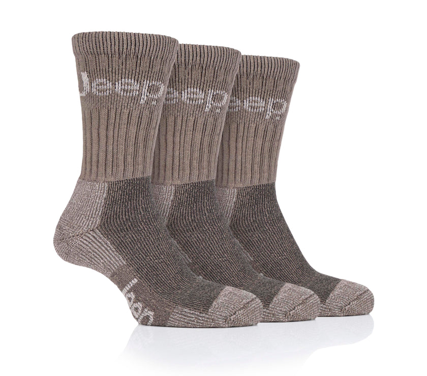 Mens 3 Pair Jeep Luxury Heavyweight Cotton Boot Socks