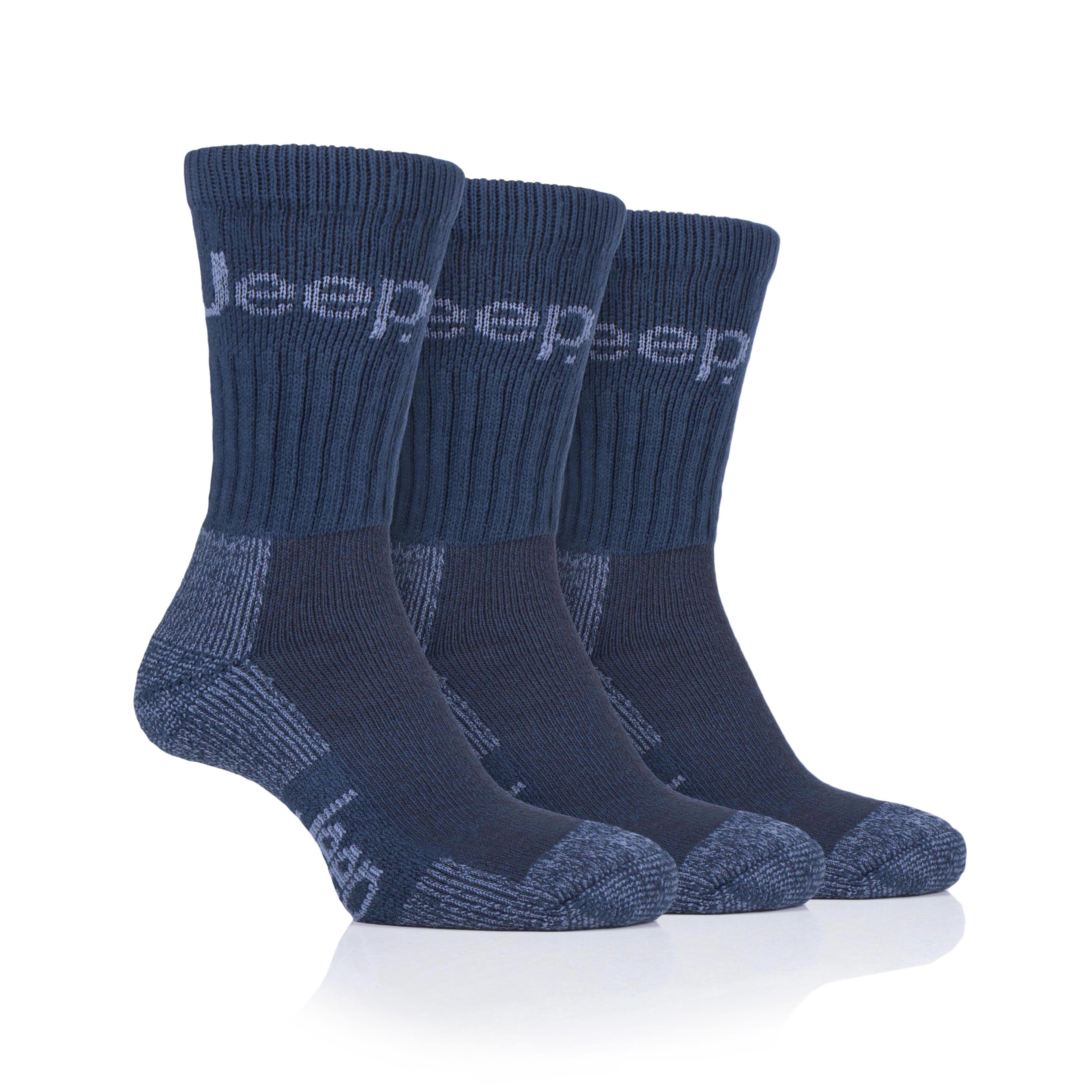 Mens 3 Pair Jeep Luxury Heavyweight Cotton Boot Socks