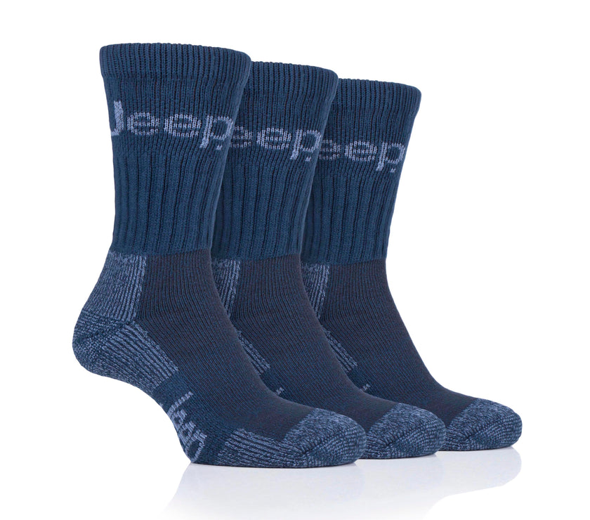 Mens 3 Pair Jeep Luxury Heavyweight Cotton Boot Socks
