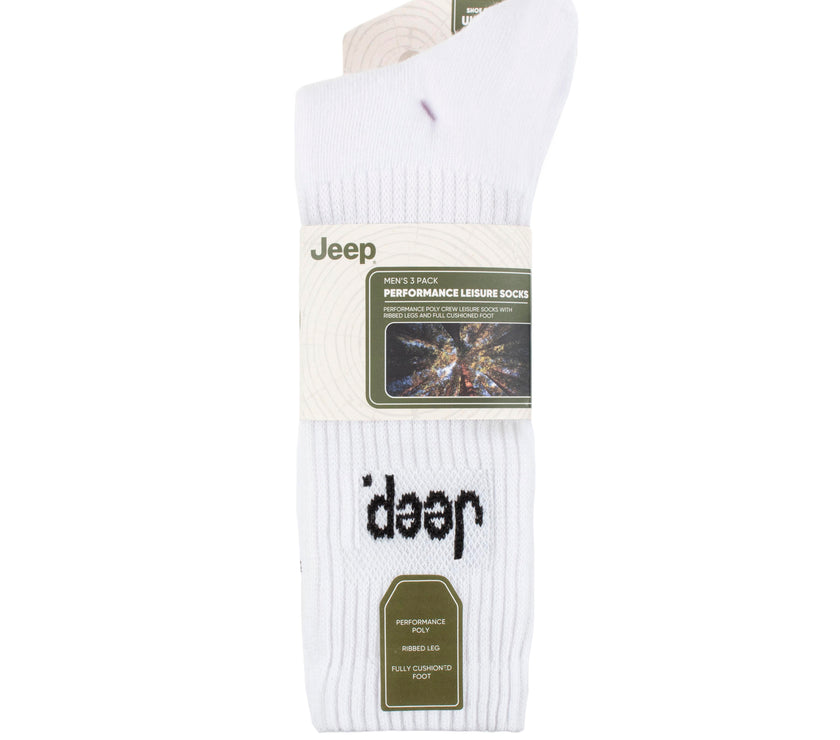 Men's 3 Pair Jeep Performance Leisure Crew Socks