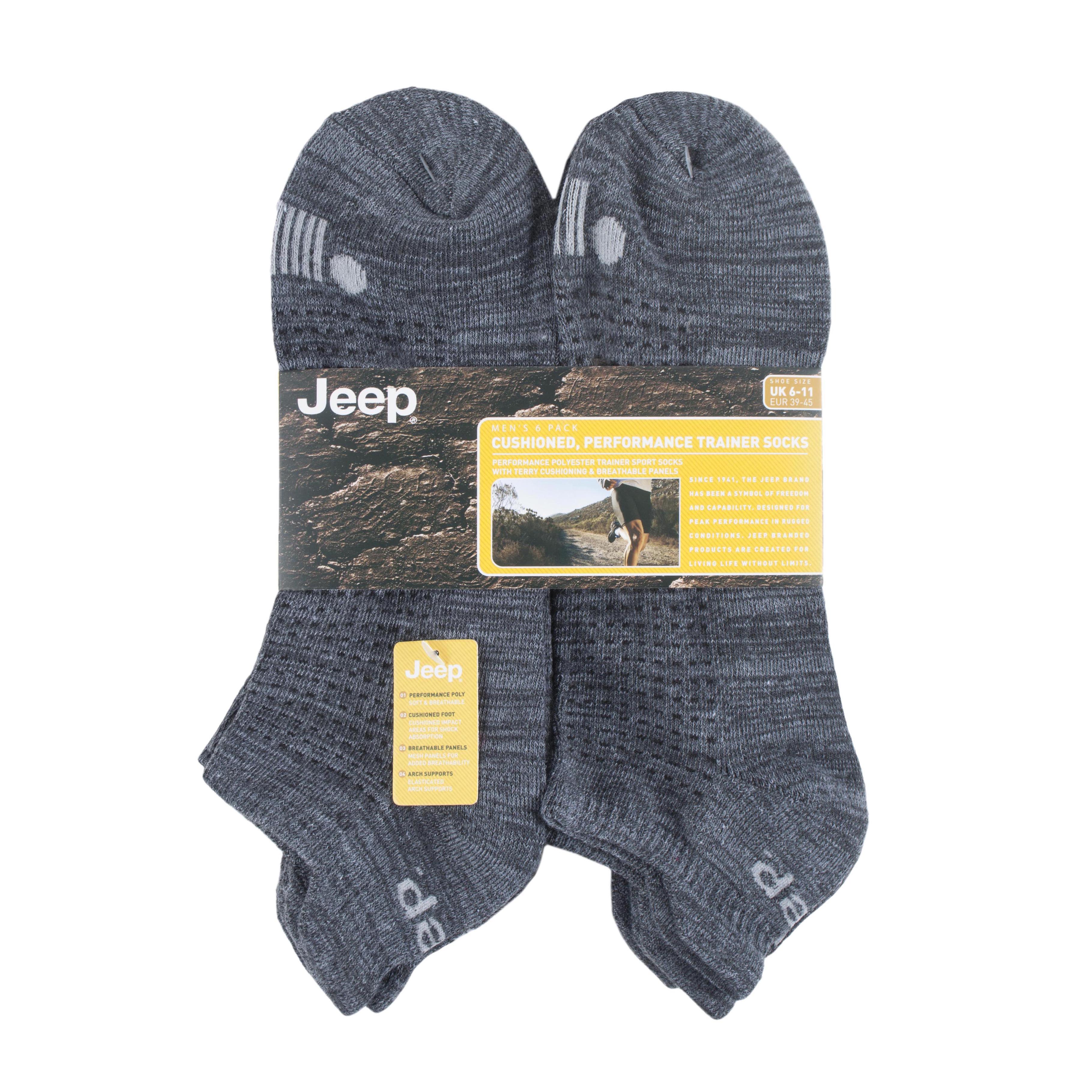 Men's 6 Pair Jeep Performance Sport Trainer Socks