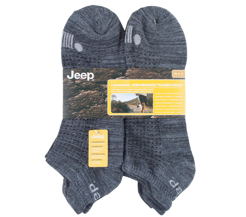 Men's 6 Pair Jeep Performance Sport Trainer Socks