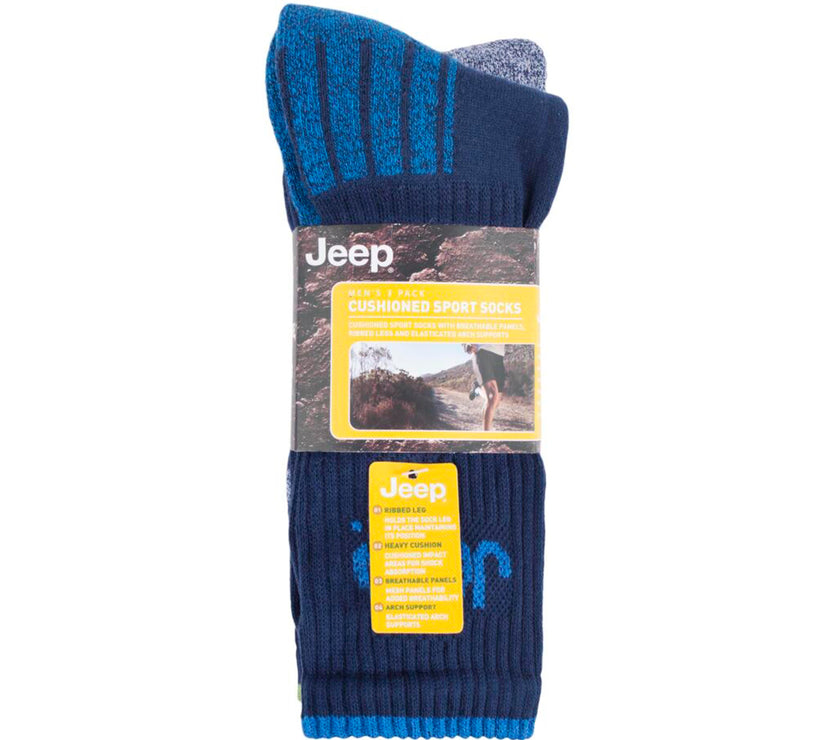 Men's 3 Pair Jeep Cotton Technical Crew Sport Socks