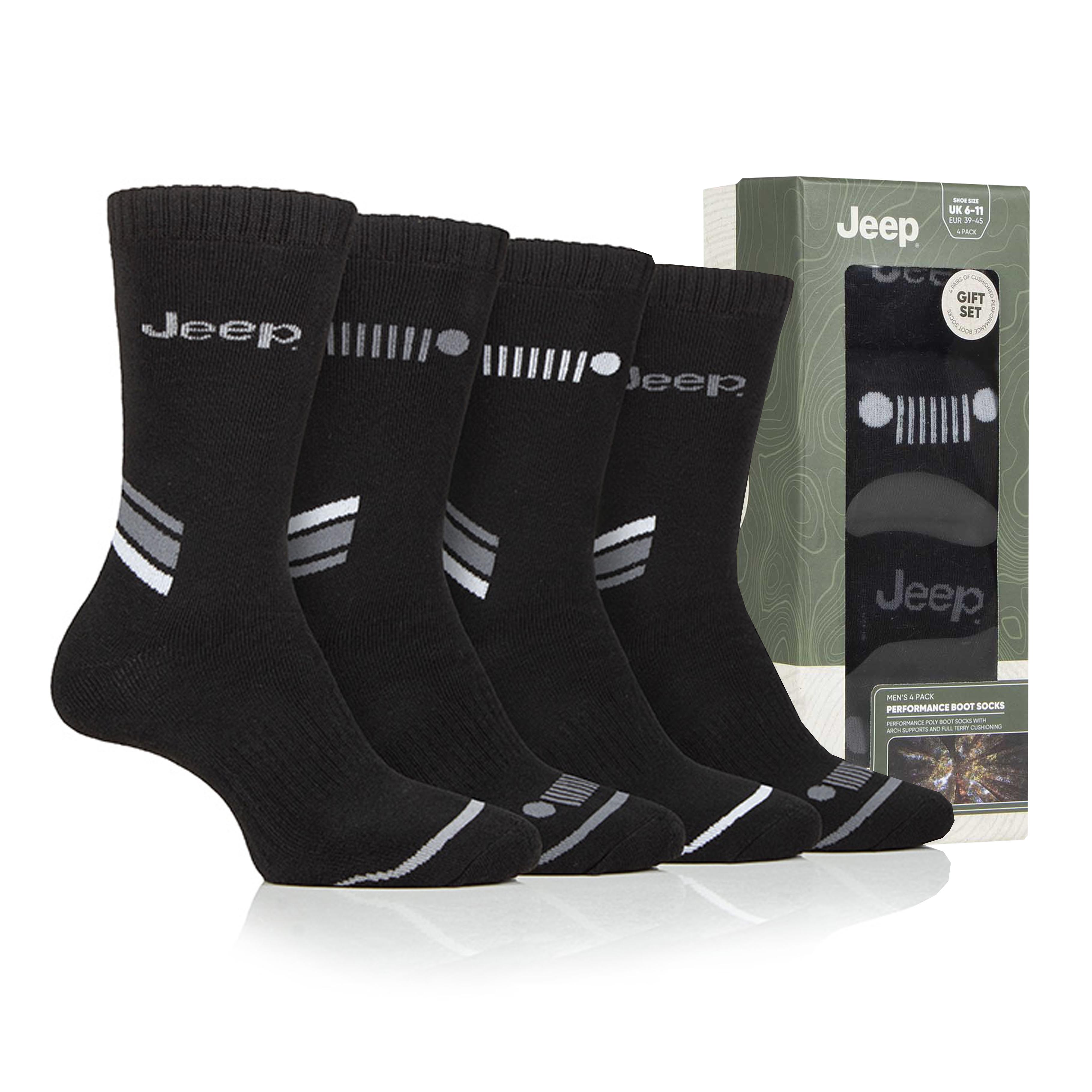 Men's 4 Pair Jeep Performance Boots Socks Gift Box