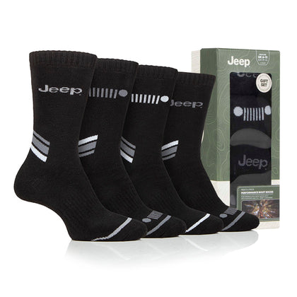 Men's 4 Pair Jeep Performance Boots Socks Gift Box