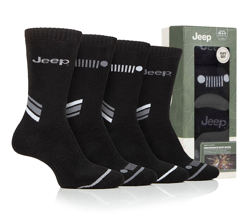 Men's 4 Pair Jeep Performance Boots Socks Gift Box