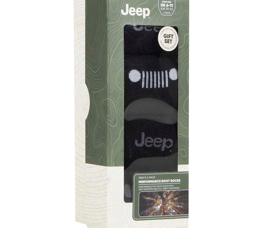 Men's 4 Pair Jeep Performance Boots Socks Gift Box