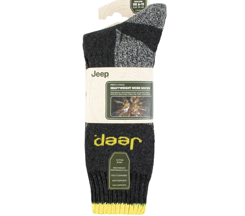 Men's 3 Pair Jeep Performance Work Boot Socks