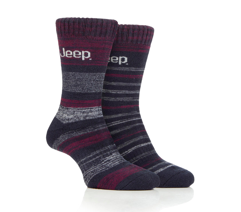 Men's 2 Pair Jeep Striped Thermal Boot Socks