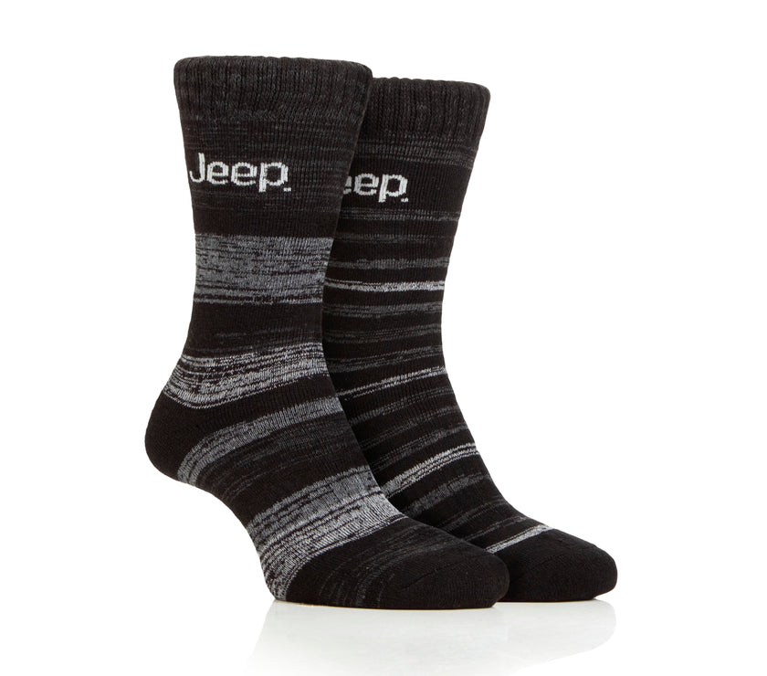 Men's 2 Pair Jeep Striped Thermal Boot Socks