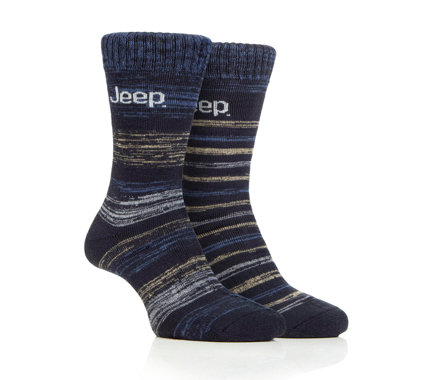 Men's 2 Pair Jeep Striped Thermal Boot Socks